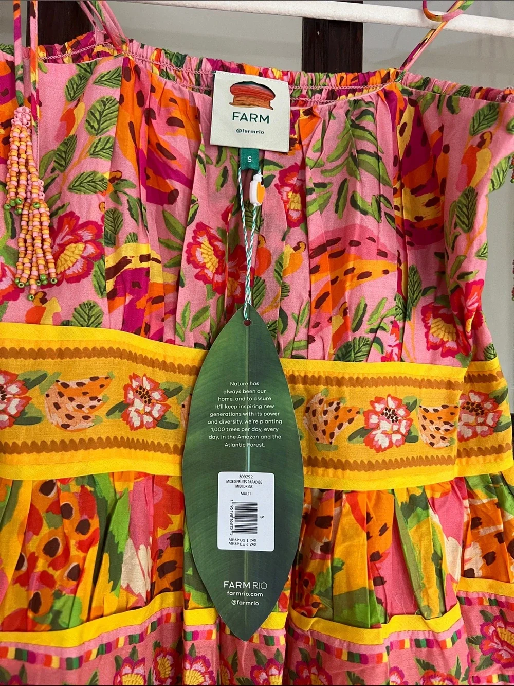 FARM Rio NWT! Pink & Yellow Floral Tiered Sundress - Picture 13 of 14